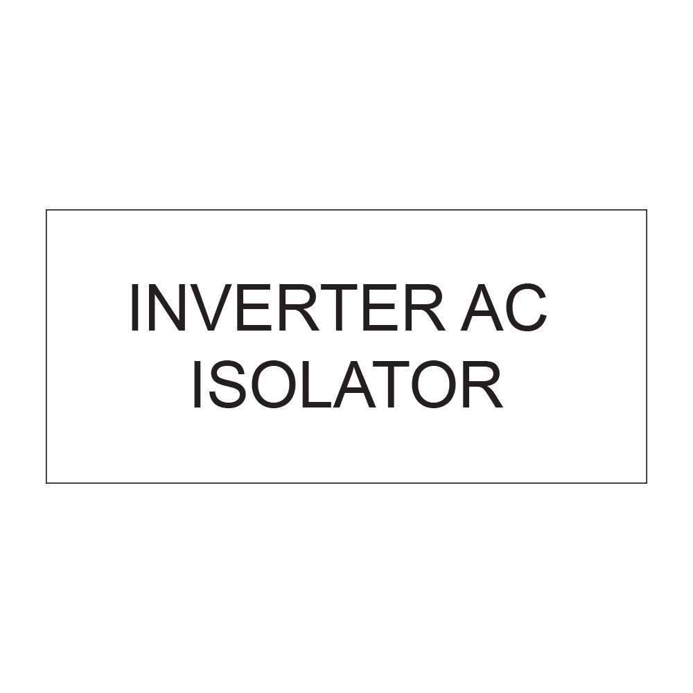 Inverter A.C. Isolator Label β 40x20mm Engraved Traffolyte
