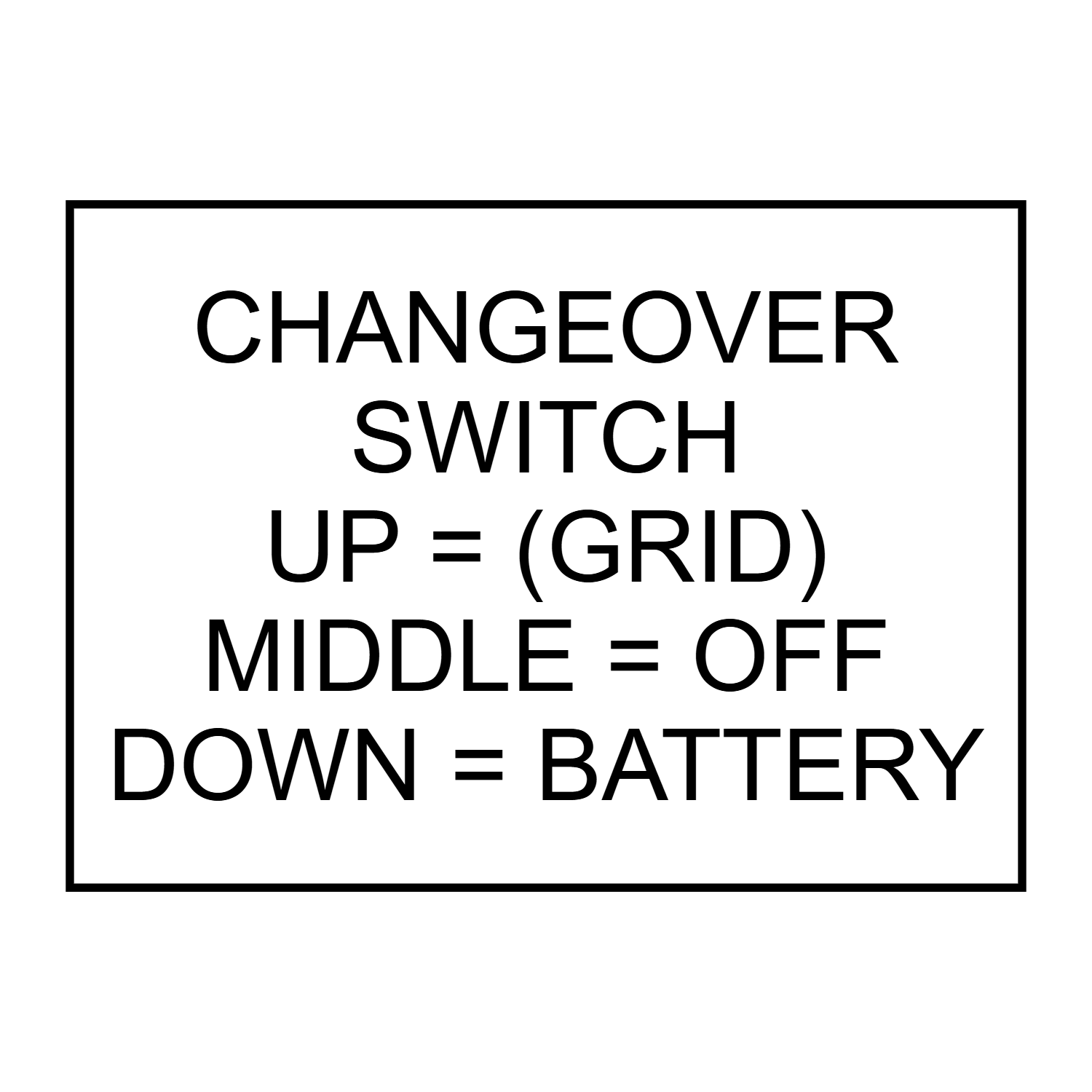 Changeover Switch UP = (Grid) Middle = Off Down = Battery