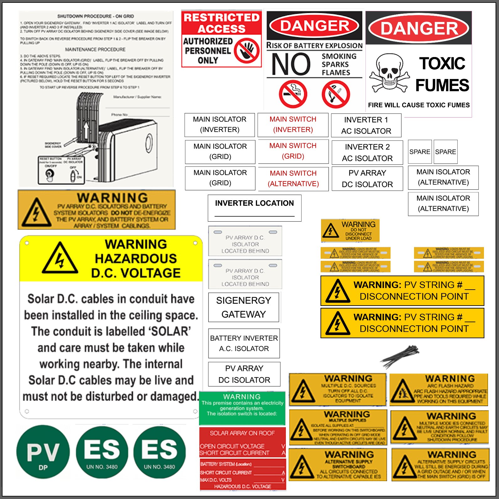 Sigenergy Label Kit Three Phase