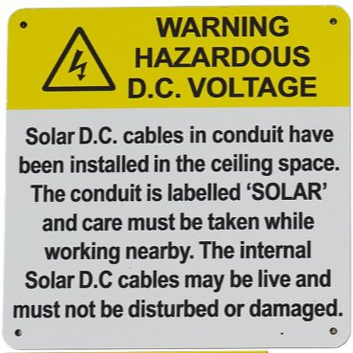 In-Ceiling Solar DC Conduit Label
