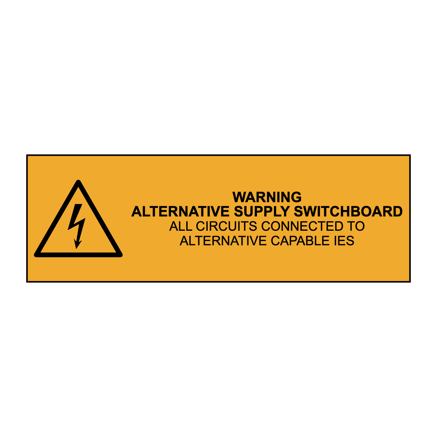 Warning Alternative Supply Switchboard