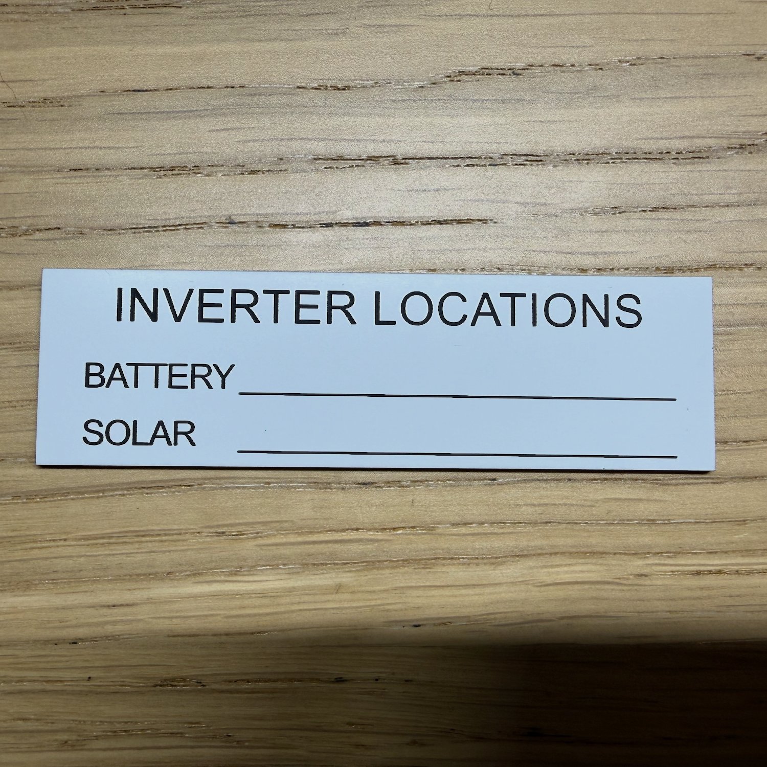 Inverter Locations. Battery ___ Solar ___