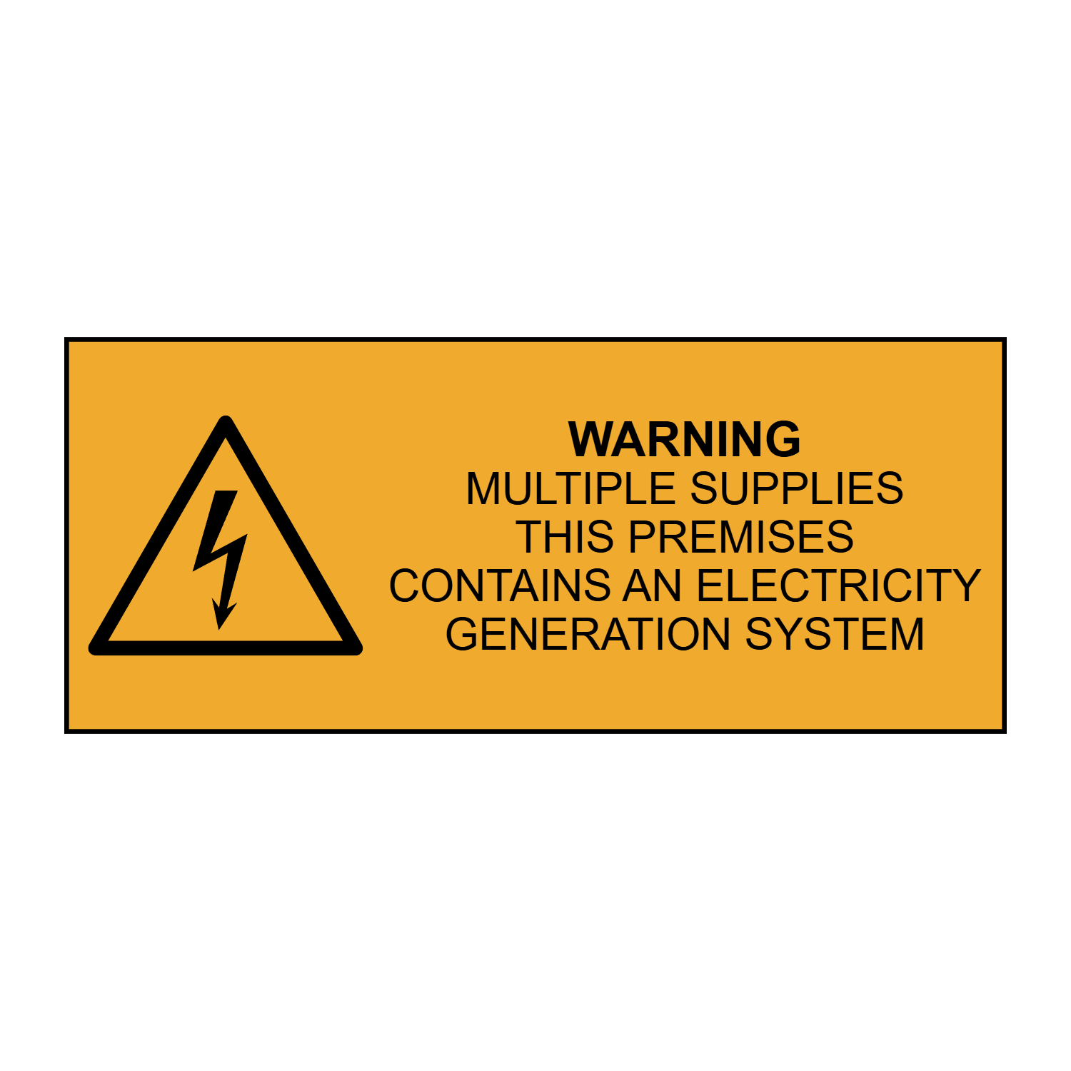 Warning Multiple Supplies this premises contains an electricity generation system